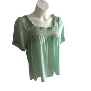 Womens Perch Blu Pepper 1X Pastel Green Blouse Cottagecore Fairy Romantic Flowy